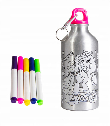 Bidon Butelka Zestaw Kreatywny Do Malowania Z Naklejkami I Pisakami 500 Ml