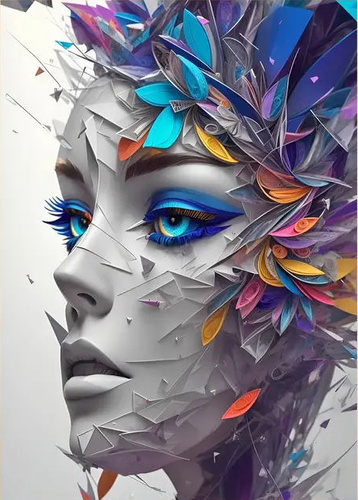 Diamentowa Mozaika Portret Kobiety Abstrakcja 30x40Cm Kreatywne Diamenty