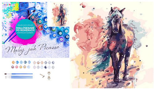 Malowanie Po Numerach Koń W Różnych Barwach Artystycznych 50X40 Z Ramą