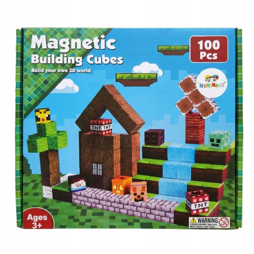 Klocki Magnetyczne Sześciany 100 Elementów Domek Kreatywna Rozwijająca