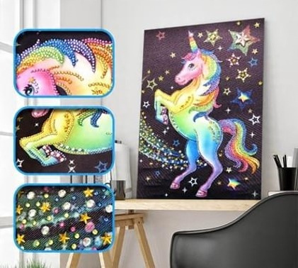 Diamentowa Mozaika Haft 7D Jednorożec 30X40