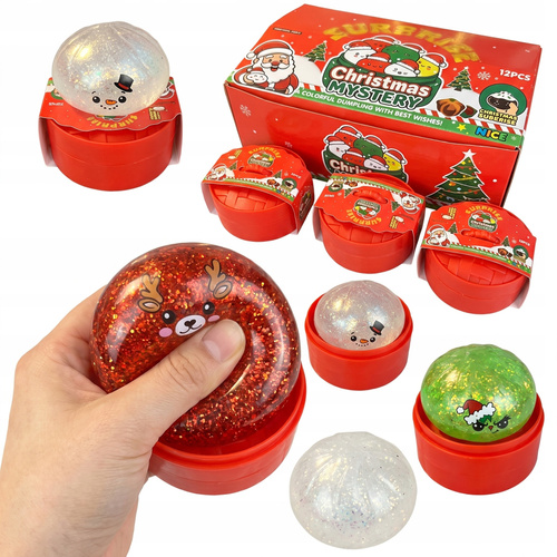 Gniotek Świąteczny Żelowy z Brokatem Sensoryczny Antystresowy Squishy MIX