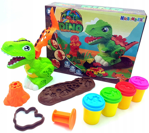 Dinozaur Zestaw Masa Plastyczna Wyciskarka + Wulkan Diy