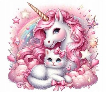 Diamentowa Mozaika Różowy Jednorożec Z Kotem 30x40 Cm Kreatywne Diamenty