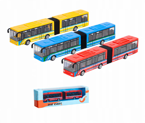 Autobus Miejski Duży Metalowy Przegubowy 23 Cm Długości Zabawka Dla Dzieci
