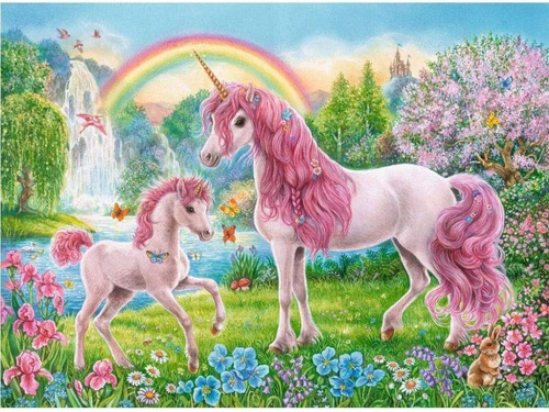 Haft Diamentowa Mozaika Dwa Jednorożce 30X40 Cm Kreatywne