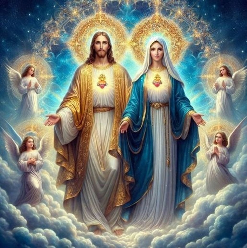 Malowanie Po Numerach Jezus I Maryja Wśród Aniołów 40X50 Z Ramą Kreatywne