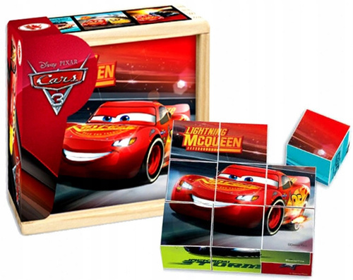 Klocki Puzzle drewniane Cars 6 obrazków Oryginalne