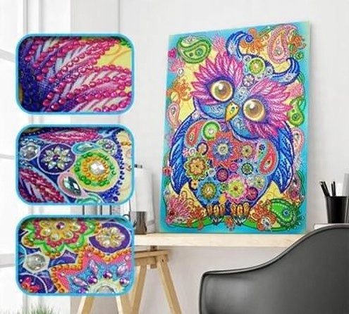 Diamentowa Mozaika Haft Mandala 7D Sowa 30X40 Cm