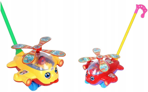 Zabawka Dla Dzieci Pchacz Helikopter Z Kokpitem Różne Kolory Kij 42 Cm