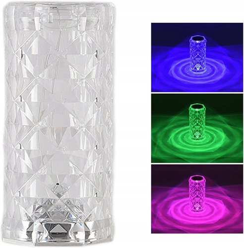 Kryształowa Lampka Nocna Ochrona Domu POWYSTAWOWA Kolory RGB Z Pilotem