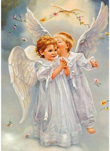 Diamentowa Mozaika Dwa Aniołeki Haft Kreatywny 30x40 Cm