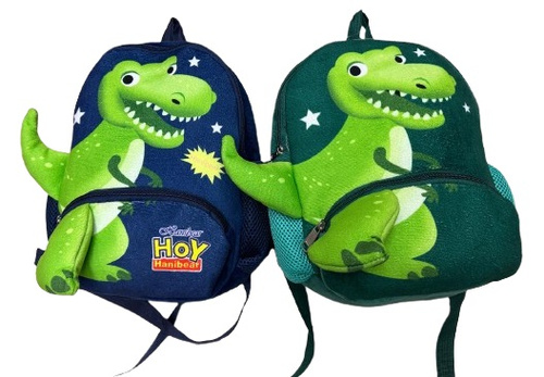 PLECAK DINOZAUR TYRANOZAUR Z OGONEM, pak 360,
pięć kolorów, odstający ogon
wymiar sztuki: 30 x 27 cm