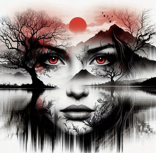 Diamentowa Mozaika Kobieta Na Tle Jeziora 30x40 Cm Kreatywne Diamenty