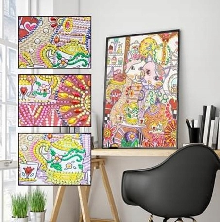 Diamentowa Mozaika Mandala Śmieszne Koty 7d 30x40