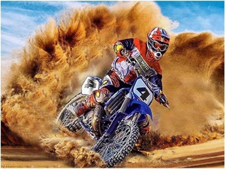 Diamentowa Mozaika Motocyklista Motocross Haft Kreatywny 30x40 Cm