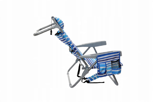 Składany Leżak Plażowy z Kieszonkami i Torbą Termiczną Stal Titanium Udźwig 150 kg