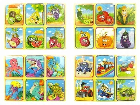 Drewniana Układanka 6 Puzzli Na Obrazie Zabawka Drewniana