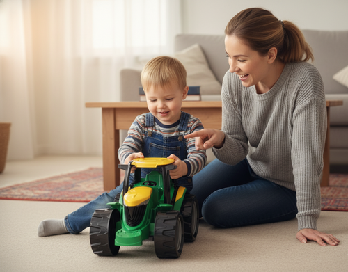 Traktor Duży Model W Kolorze Zielono Żółtym Do Zabawy 48 Cm