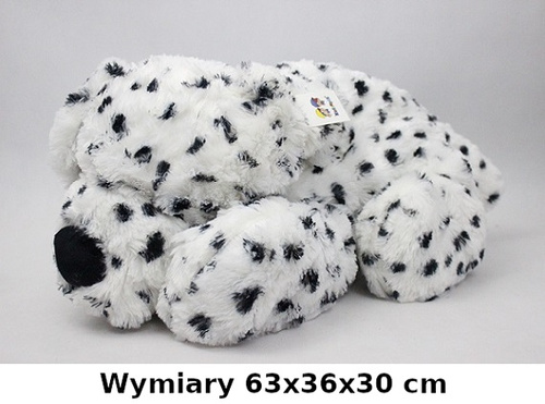 PLUSZ PIES BIAŁY W CZARNE KROPKI 75 cm /36
Wymiary 63x36x30 cm