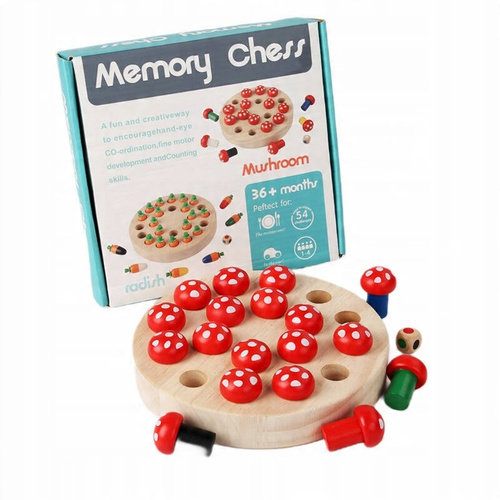 Norimpex Drewniana Układanka Gra Pamięciowa Dla Dzieci Rozwijająca Grzybki