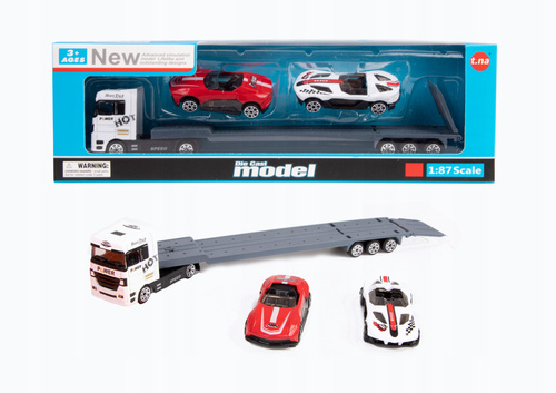 Tir Z 2 Autami Sportowymi Laweta Metalowa Do Zabawy