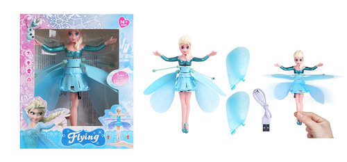 LALKA WRÓŻKA NIEBIESKA LATAJĄCA NAD DŁONIĄ