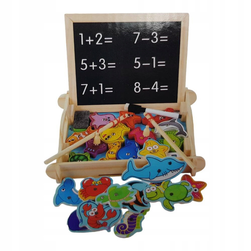 Tablica Kredowa + Gra Rybki 28 X 24 Cm W Skrzynce