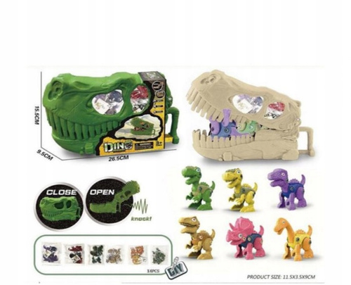 Czaszka DINOZAURA z dinozaurami do składania figurki