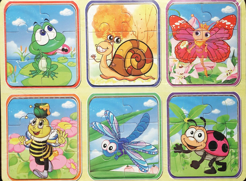 Drewniana Układanka 6 Puzzli Na Obrazie Zabawka Drewniana