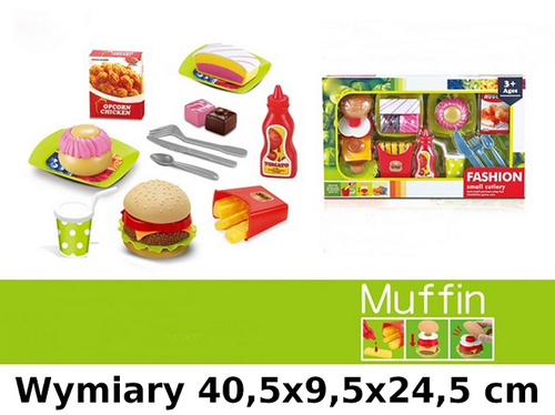 ZESTAW HAMBURGER Z AKCESORIAMI KARTON / 24
Wymiary 40,5x9,5x24,5 cm
Waga 0,545 kg