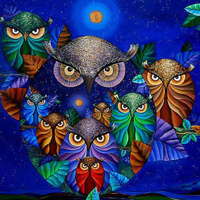 Mozaika Diamentowa Mandala 7d Haft Diamentowy Sowy Noc Art 30x30