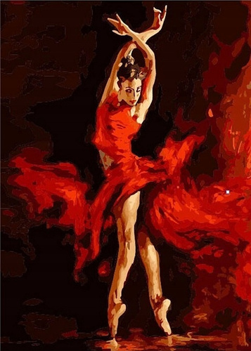 Diamentowa Mozaika Tancerka W Czerwonej Sukni 30x40