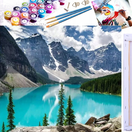 Malowanie Po Numerach 50X40 Cm Kreatywne Z Ramą Rzeka Na Tle Gór