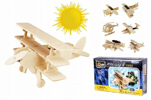 Robotime Model Samolot Drewniany 3D Solarny 3Płat