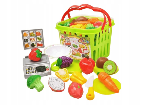 Koszyk Z Zakupami Oraz Wagą Możliwość Krojenia Zabawa W Gotowanie