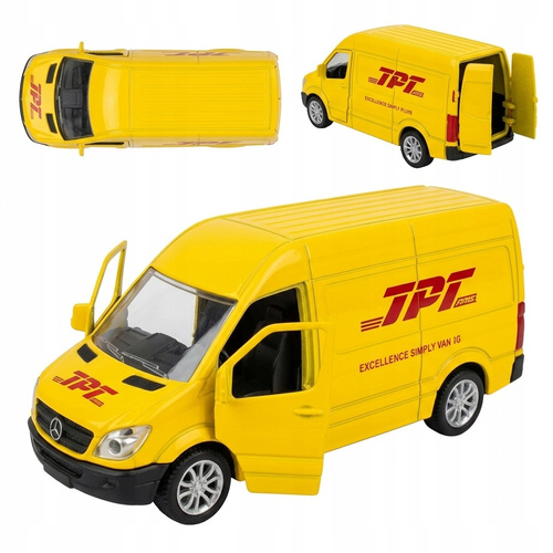 Samochody Kurierskie Zestaw 2 Aut Metalowych Van TIR Otwierane Drzwi 12 cm
