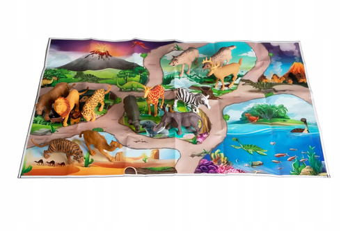 Dzikie Zwierzęta Figurki Safari 12 Szt + Mata