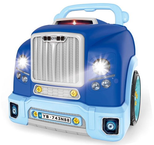 SILNIK CIĘŻARÓWKI DO SKRĘCENIA NIEBIESKI, pak 12/4 
ze światłem i dźwiękiem, 
wymiary: 33 x 33 x 37 cm
