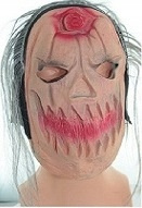 Maska Gumowa Kolorowa Straszna Halloween Z Włosami Przebranie Bal