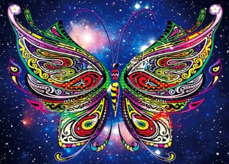 Diamentowa Mozaika Motyl Olbrzymi Na Niebieskim Tle 30x40 Cm