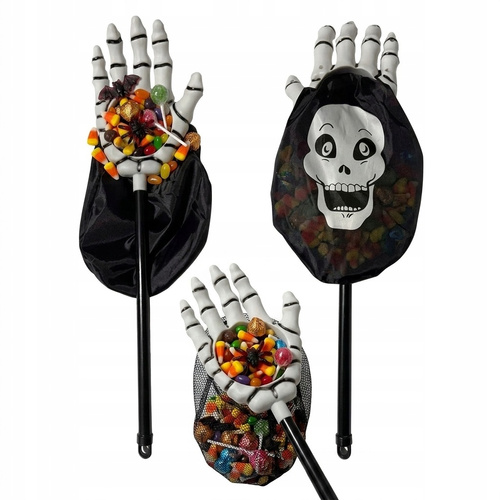 Ręka Kościotrupa Halloween Łapka z Workiem na Cukierki Słodycze 53 cm Biała