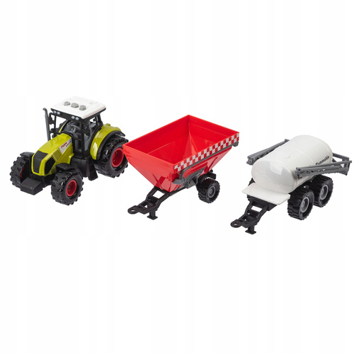 NORIMPEX TRAKTOR CIĄGNIK MASZYNA ROLNICZA ZABAWKA Z 2 PRZYCZEPAMI ŚW/DŹW