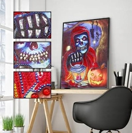 Diamentowa Mozaika Haft 7D Haft Halloween Szkielet 30X40