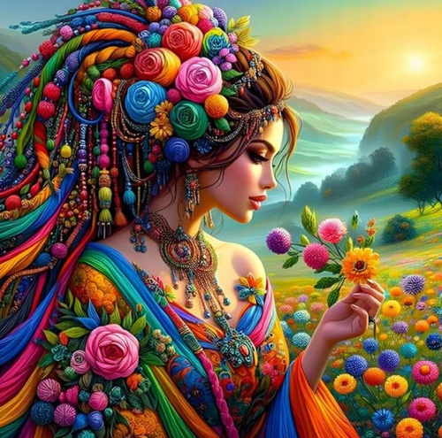 Diamentowa Mozaika Kobieta W Kolorowej Odsłonie 30x40Cm Kreatywne Diamenty