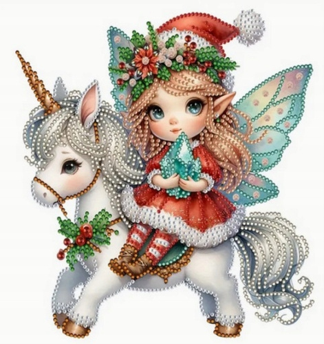 Diamentowa Mozaika Na Ramie Wróżka Na Jednorożcu Haft Kreatywny 23x30 Cm