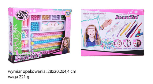 KORALIKI PEREŁKI DO BRANSOLETEK + GRZEBIEŃ-POJEMNIK, TRESKI KARTON PAK 108/54