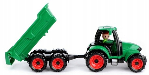 Traktor Z Przyczepką Autko Lena Trucks Zielony 38 Cm Zabawka Wytrzymała
