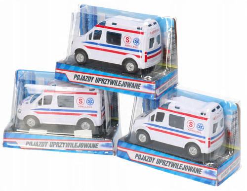 Ambulans Pogotwie Auto Karetka Metalowe 8 Cm Mini Van