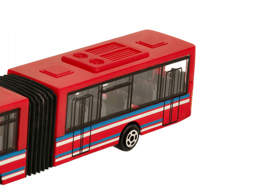 Autobus Miejski Duży Czerwony Metalowy Przegubowy 23 Cm Zabawka Dla Dzieci
